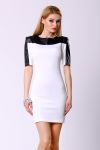 4305-3 short sleeve dress with eco leather - white