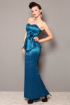 3801-1 Long dress, vest type, with shiny satin - dark blue