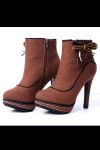 4022-1 heeled boots with decorative ribbon - coffe