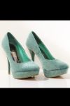 3117-3 High heels and platform with a teddy bear - green