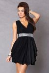 1702-1 Tulle dress with silver belt zirconia - black
