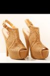 3423-2 latticed platform heels - brown