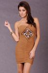 2807-1 dress with fancy square-Brown