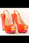 3419-3 suede high heels, platform - orange