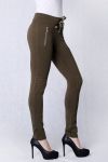 4211-4 Material pants, leggings with glitter - khaki