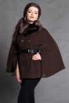 4006-2 with detachable fur poncho + bar (with lining) - chocolate
