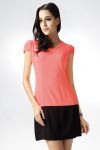 4226-1 Two-color short sleeve dress - watermelon