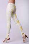 4323-3 Tube jeans with modern prints - yellow