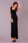 4104-2 Long dress worn on one shoulder with glowing material - black