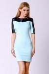 4305-1 short sleeve dress with eco leather - blue