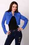 3616-2 Jeans jacket buttoned, short - blue