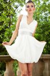1702-4 Tulle dress with silver belt zirconia - white