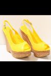 3206-2 Lacquered sandals with high buskin and stripes - yellow