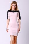 4305-2 short sleeve dress with eco leather - pink
